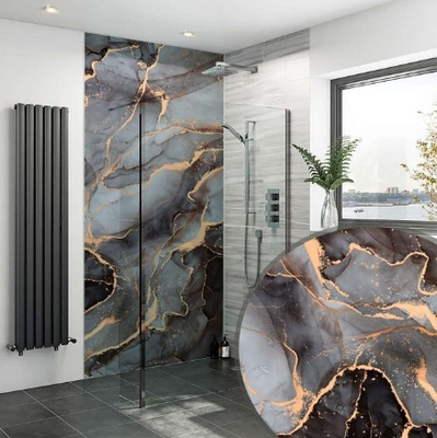 Modern PVC UV Marble Sheet Waterproof Floral Wall Panel