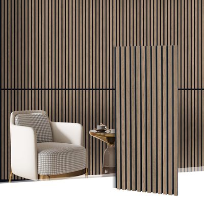 Wood Slat Acoustic Panel MDF Polyester Fiber Soundproof Wall