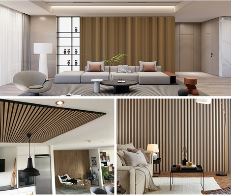 Qualität European Style Wood Slat Acoustic Panel MDF Polyester Fiber Wall Panel Fabrik