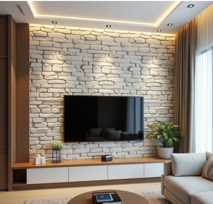 Kwaliteit Modern 3D Waterproof PU Stone Wall Panel Fireproof Exterior Decoration fabriek